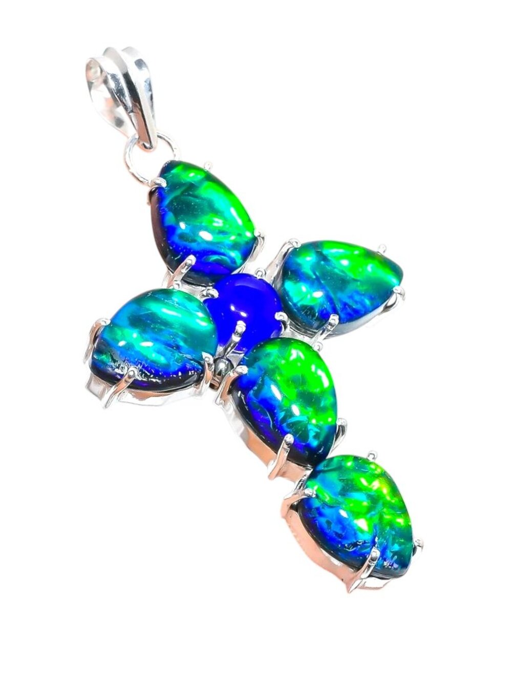 Triplet Opal Gemstone Handmade 925 Sterling Silver Pendant Size 2.5"